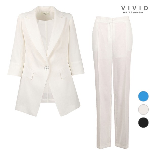 LF스퀘어 공식 온라인몰 [하프클럽/비비드시크릿가너]VIVID SET 여성 여름쿨스판 원버튼자켓+정장팬츠_P323051102